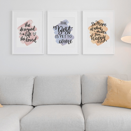 Motivational Art Print Set of Three, 8.5"X11" Each