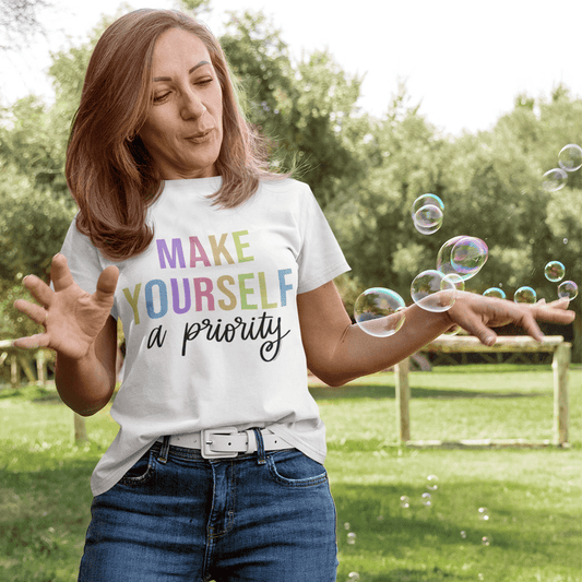 "Make Yourself a Priority" T-Shirt & BONUS Motivational Saying Set Download