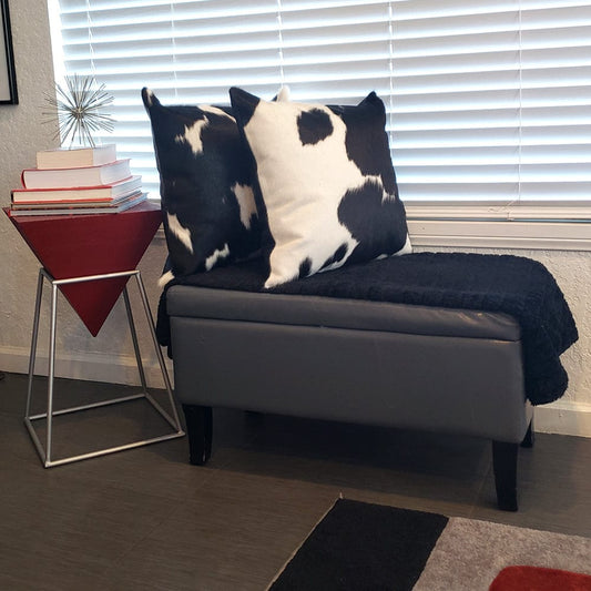 Marlee Black & White, Authentic Leather & Cowhide Pillows